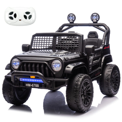 24V Two Seater Kids Electric Jeep Ride on Cars,Powered 4-Wheel Battery Car w/Remote Control MP3 LED Bluetooth Music for Kids 2+