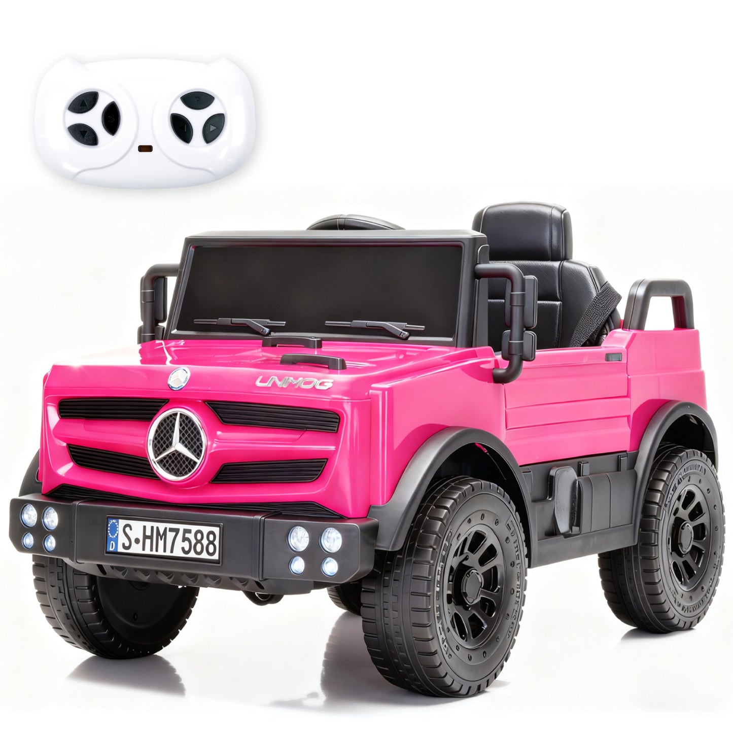 12V Mercedes-Benz Unimog Ride-On Car for Kids | Remote Control, LED Lights, Music Player & Safety Belt – Perfect Gift for Ages 3–4