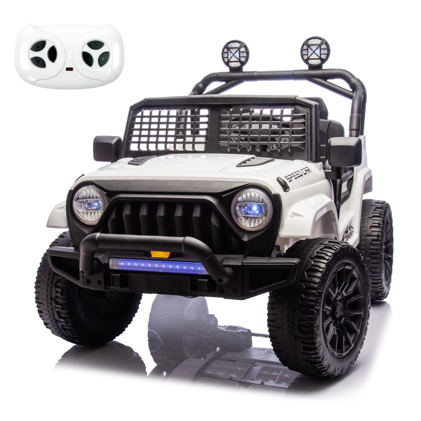 24V Two Seater Kids Electric Jeep Ride on Cars,Powered 4-Wheel Battery Car w/Remote Control MP3 LED Bluetooth Music for Kids 2+