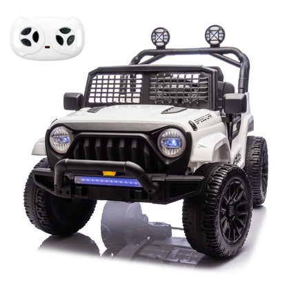 24V Two Seater Kids Electric Jeep Ride on Cars,Powered 4-Wheel Battery Car w/Remote Control MP3 LED Bluetooth Music for Kids 2+