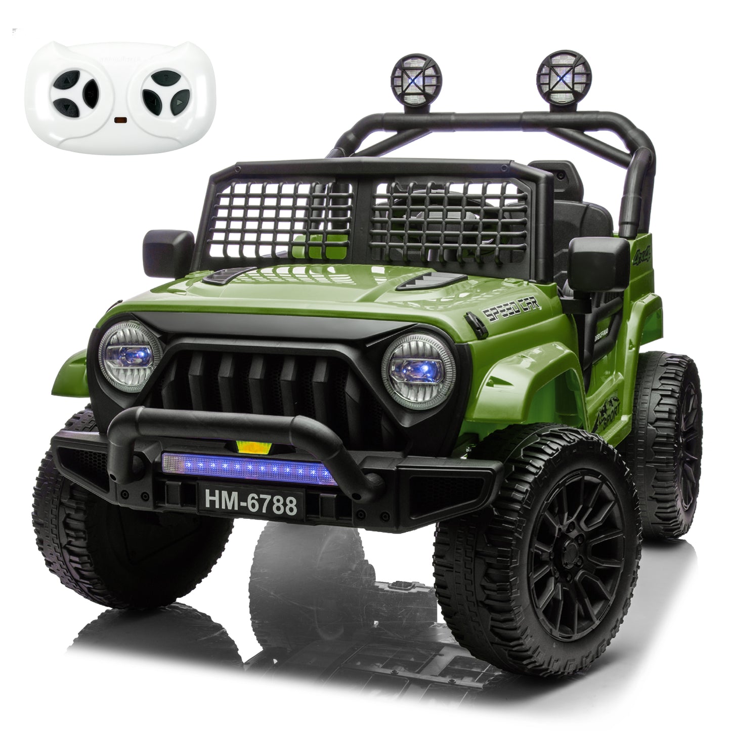 24V Two Seater Kids Electric Jeep Ride on Cars,Powered 4-Wheel Battery Car w/Remote Control MP3 LED Bluetooth Music for Kids 2+