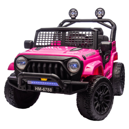 24V Two Seater Kids Electric Jeep Ride on Cars,Powered 4-Wheel Battery Car w/Remote Control MP3 LED Bluetooth Music for Kids 2+