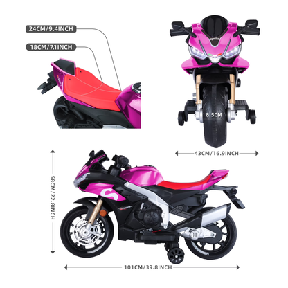HEIMILI Aprilia 12V Kids Electric Motorcycle Battery Powered Ride on Motorbike 3mph w/Bluetooth Music LED