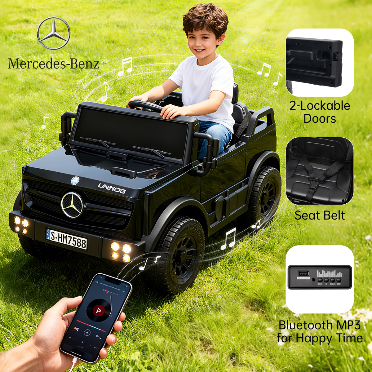 HEIMILI 12V Ride on Toys Electric Car,Licensed Mercedes-Benz Unimog w/Parent Remote Control,Age for 1-4 Boys,Girls,Kids,Red