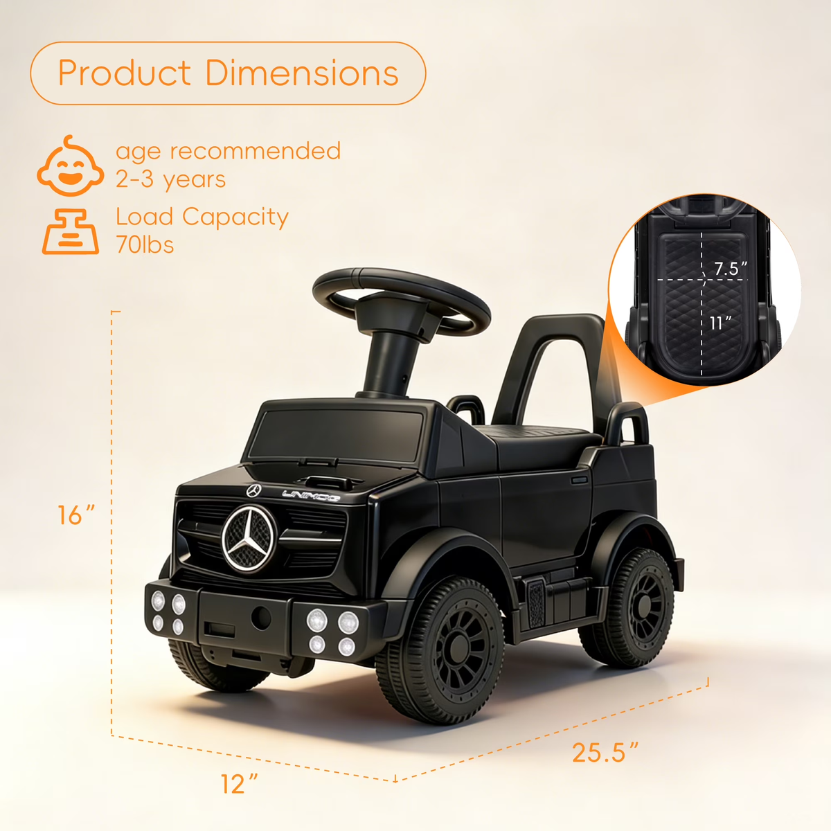 HEIMILI Kids Push Car, Licensed Mercedes-Benz Unimog,Toddler Ride On Toy with Anti-Slip Wheels & Safety Bumper Guards, Foot to Floor Toy for Indoor & Outdoor