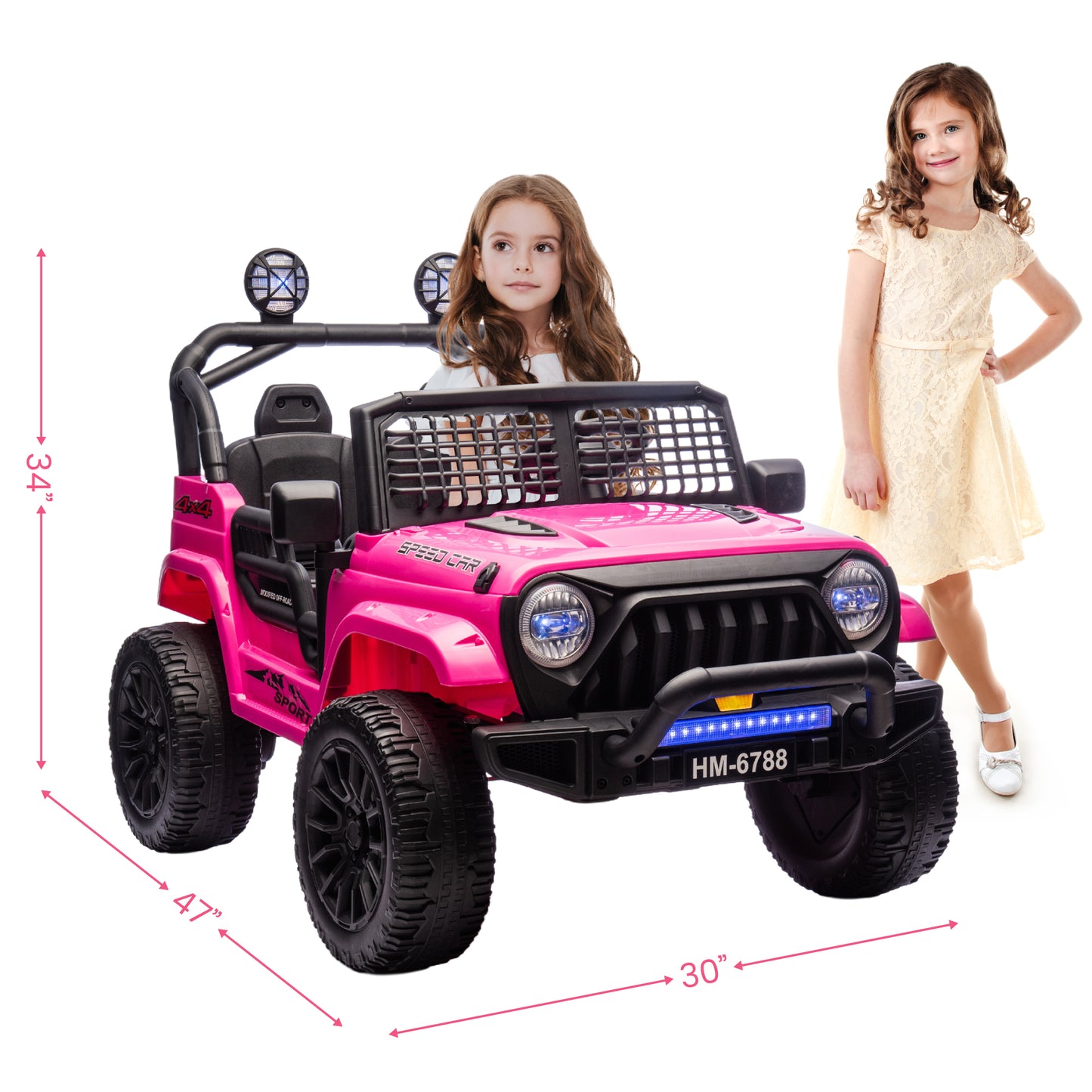 24V Two Seater Kids Electric Jeep Ride on Cars,Powered 4-Wheel Battery Car w/Remote Control MP3 LED Bluetooth Music for Kids 2+
