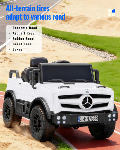 12V Mercedes-Benz Unimog Ride-On Car for Kids | Remote Control, LED Lights, Music Player & Safety Belt – Perfect Gift for Ages 3–4
