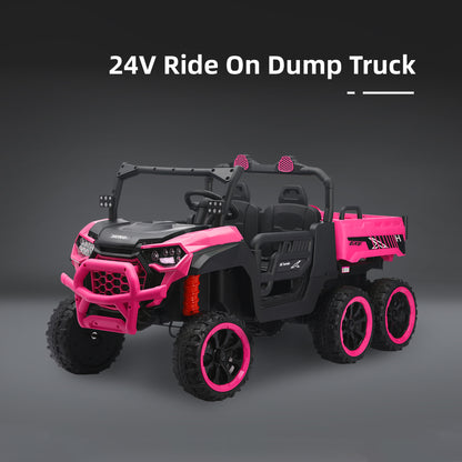 24V 4WD Ride On Truck for Kids, 2-Seater w/ Remote Control, 3 Speeds, EVA Tires & Spring Suspension, for Boys & Girls Ages 3–8