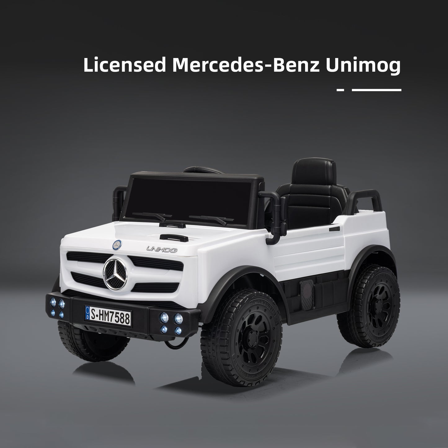 12V Mercedes-Benz Unimog Ride-On Car for Kids | Remote Control, LED Lights, Music Player & Safety Belt – Perfect Gift for Ages 3–4