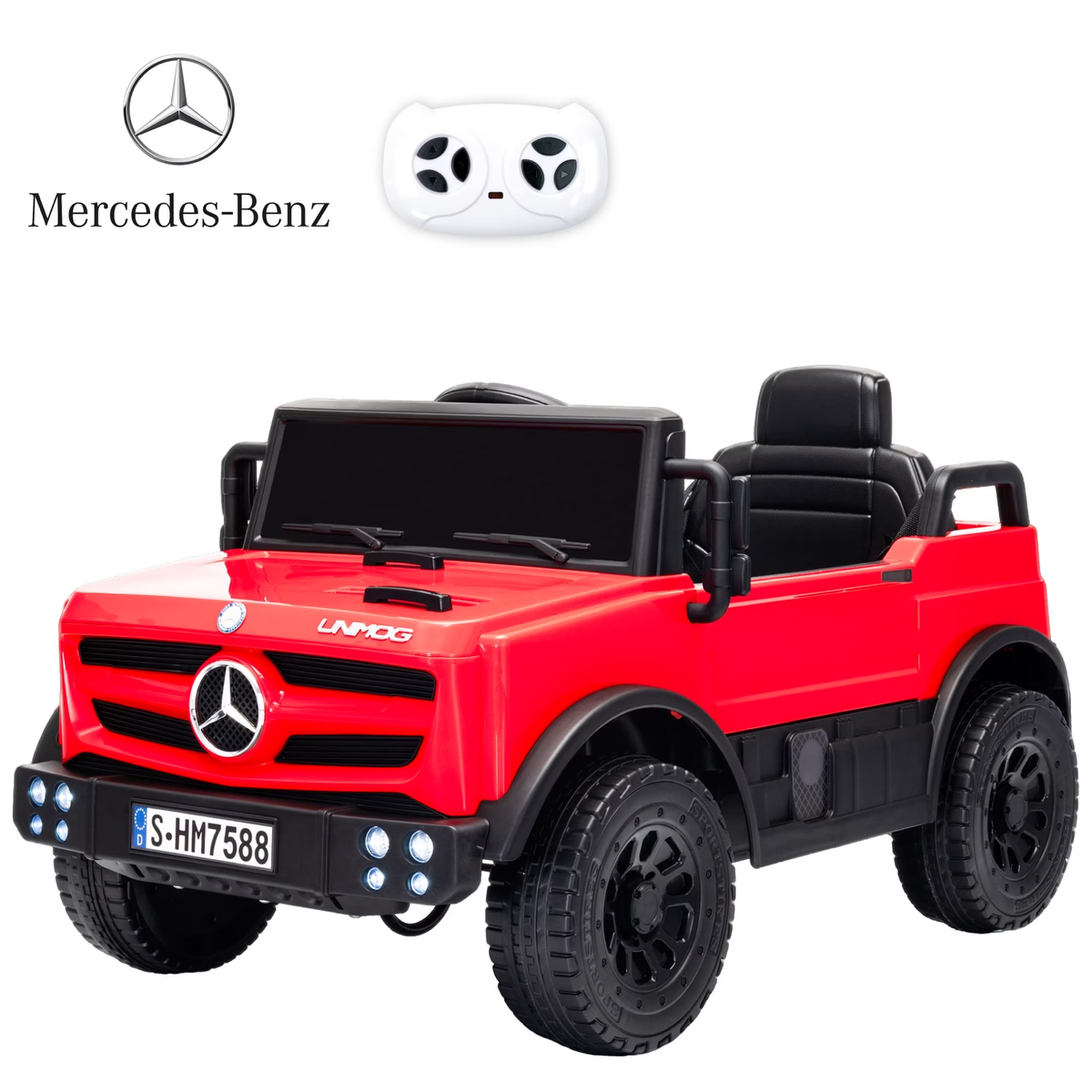 HEIMILI 12V Ride on Toys Electric Car,Licensed Mercedes-Benz Unimog w/Parent Remote Control,Age for 1-4 Boys,Girls,Kids,Red