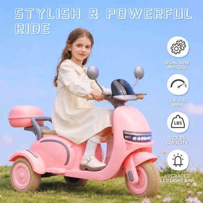 HEIMILI HM3389 | Modern Neon 12V LED Light-Bar 3-Wheel Electric Motorcycle
