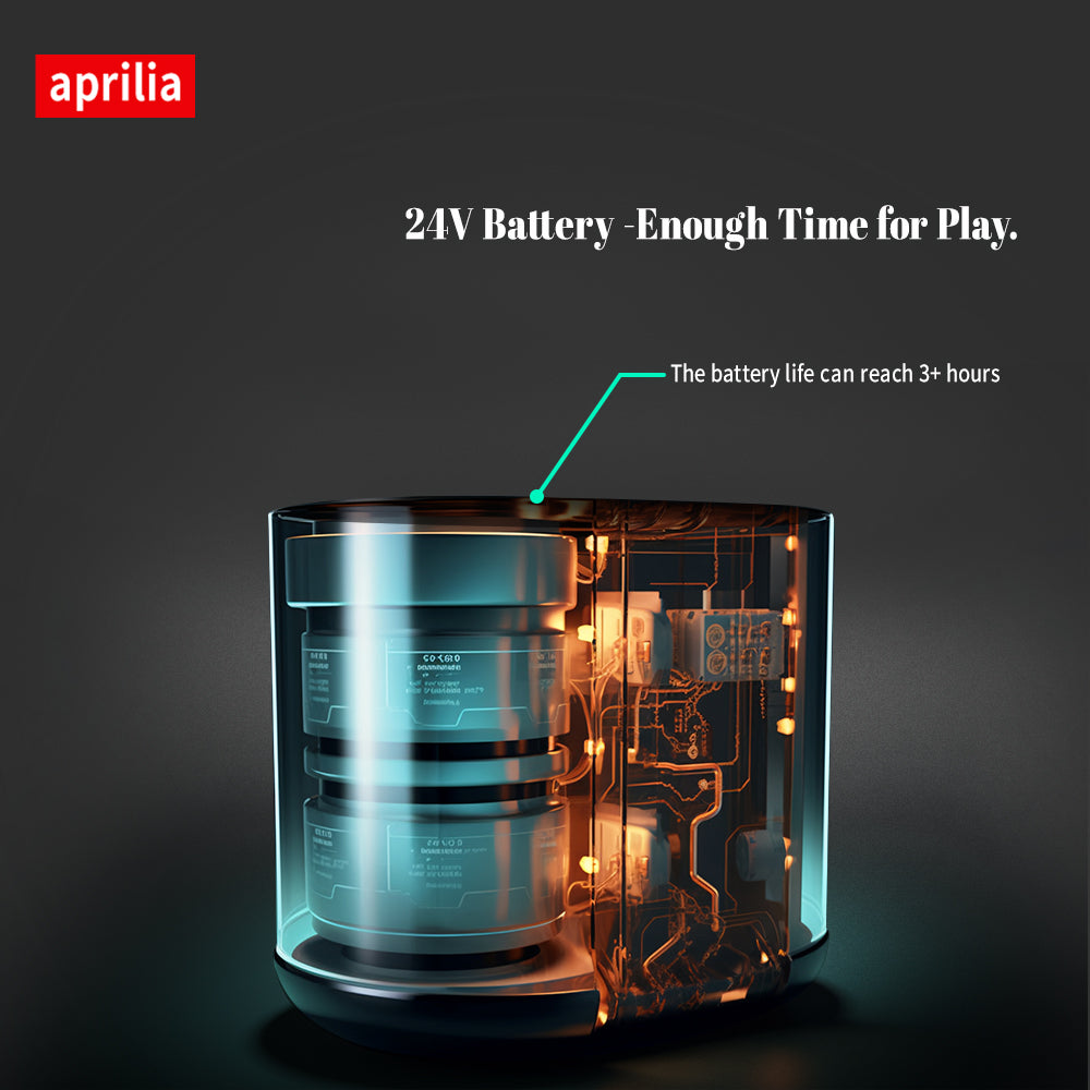 long-playtime.jpg	Internal view of the 24V battery system for Aprilia RSV4 ride-on bike providing up to 3 hours of continuous playtime.